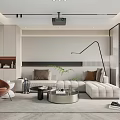 Modern Minimalist Dining Living Room Interior With Large Screen Projection And Scenic View Decor