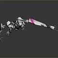 Mechanical Humanoid Game Movie Character With White Black And Pink Details And Clawed Arms