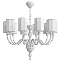 Elegant Modern Chandelier With Multiple Arms Silver Metal Frame And White Lamp Shades
