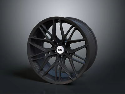 Car Wheel Rim Featuring Black Stylish Design And ESR Logo Spokes 3d model