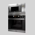 Modern Stainless Steel Stacked Microwave And Oven Kitchen Appliances With Control Panel And