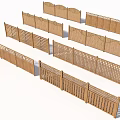 Wooden Garden Fences With Various Decorative Patterns And Panel Designs 3d model
