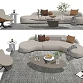 Modern Sofa Coffee Table Combination Curved Sofa Coffee Table Combination Leisure Chair 3d model