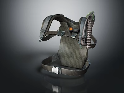 Tactical Supportive Harness with Shoulder Straps Metal Buckles and Spring Mechanism Dark Green Fabric 3d model