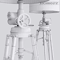 Tripod Floor Lamp With White Lampshade And Metal Wood Vintage Stand