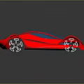 Red Futuristic Concept Car With Sleek Design Blue Accents And White Wheels