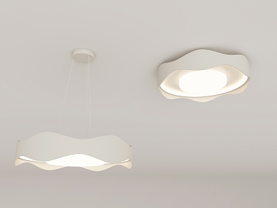 Modern cream wind chandelier ceiling lamp combination 3d model