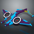 Futuristic Blue And Purple Sci Fi Aircraft With Large Wheels And Sleek Design
