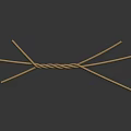 Crossed Wooden Sticks With Twine Wrapped Center On Reflective Dark Surface