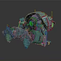 Teal Rusty Sci Fi Mechanical Creature With Mechanical Claws And Detailed Structure 3d model