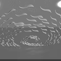 Black and White Ceiling Decoration Featuring White Curved Ribbons In Spiral Arrangement Dynamic Art Installation