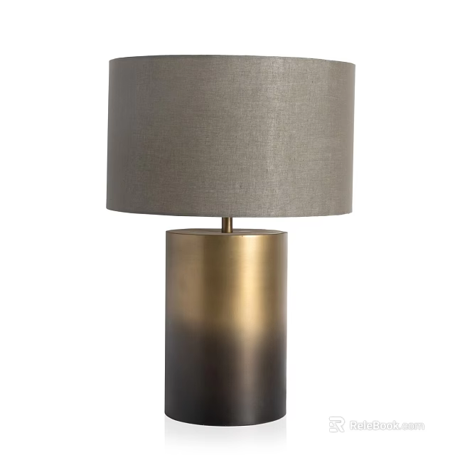 Modern Table Lamp with Gray Fabric Lampshade and Brushed Brass to Dark Gradient Base 3d model 
