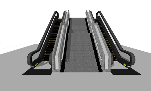 Modern Elevator Escalator Stair Combination 3d model