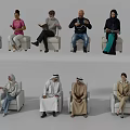 Diverse Group of People Sitting in Various Poses on Chairs in Indoor Setting