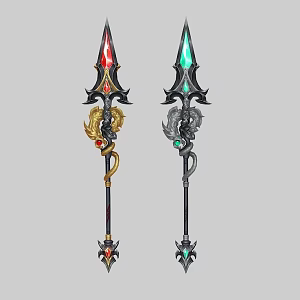 Golden Dragon Gun Silver Dragon Gun Black Golden Dragon Gun God Gun Crystal Lance Martial Arts Swordsman Legendary Wind Hand-painted Weapon 3d model