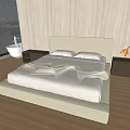 Modern White Double Bed With Headboard Nightstands Lamps Wooden Walls Large Windows City Water View