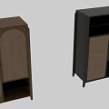 Dark Gray Entryway Console Cabinet With Woven Rattan Doors Open Shelves And Closed Storage