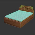 Wooden Bed Frame Furniture With Simple Headboard And White Mattress Design