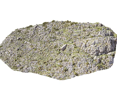 Natural Stone Material With Moss Covered Surface And Rough Natural Texture 3d model