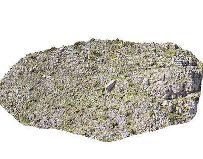 Natural Stone Material With Moss Covered Surface And Rough Natural Texture 3d model