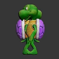 Playful Cartoon Turtle Characters Featuring Purple Shell And Yellow Shell With Green Bodies