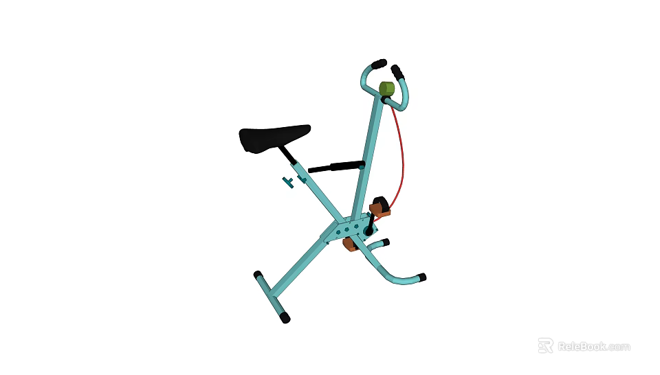 Home Abdominal Workout Sports Equipment with Teal Frame Black Seat Handle and Red Rope 3d model 