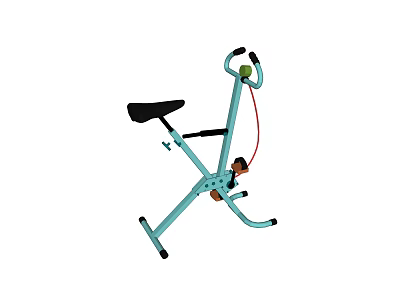 Home Abdominal Workout Sports Equipment with Teal Frame Black Seat Handle and Red Rope 3d model