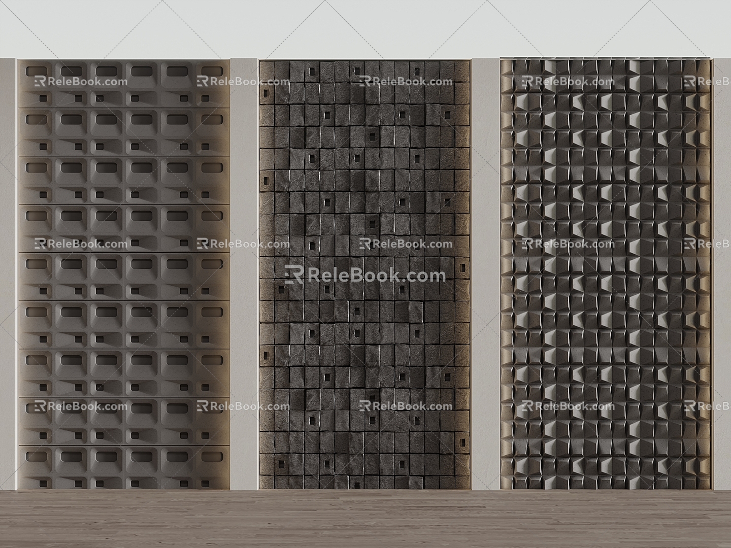 Modern background wall stone background wall panel 3d model