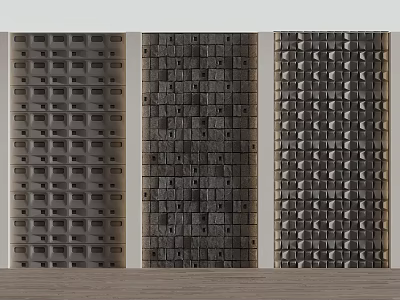 Modern Background Wall Design With Textured Geometric Panels And Decorative Patterns 3d model