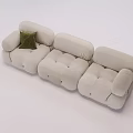 Light Beige Three Seater Sofa With Green Cushion Modern Minimalist Design
