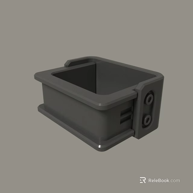Sturdy Gray Plastic Square Container Design With Handle And Side Holes 3d model 