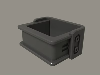 Sturdy Gray Plastic Square Container Design With Handle And Side Holes 3d model