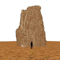 Large Weathered Stone Formation Combined With Natural Wood Elements In Arid Landscape