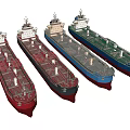 Wooden Tanker Boat Models in Different Hues Arranged for