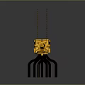 Yellow Industrial Mechanical Equipment With Black Support Legs And Hanging Chains