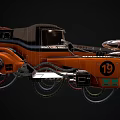 Orange Modified Rocket Car With Number 19 Round Headlights And Colorful Wheels 3d model