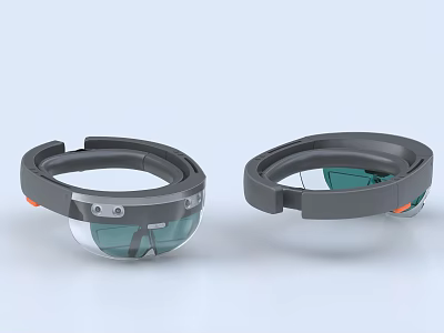 Modern Smart Glasses Digital Product With Gray Frame Transparent Lens And Orange Accents 3d model