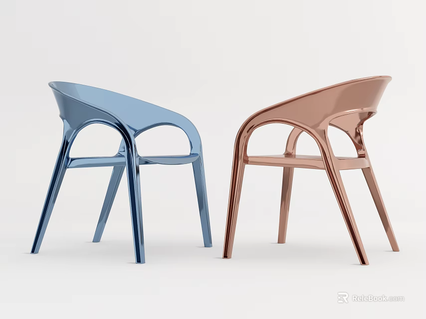 Two Modern Leisure Chairs With Curved Backrest And Stylish Color Design 3d model 