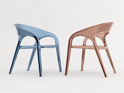 Two Modern Leisure Chairs With Curved Backrest And Stylish Color Design 3d model