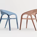 Two Modern Leisure Chairs With Curved Backrest And Stylish Color Design