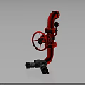 Red Fire Pipeline Valve With Wheel Handle And Pressure Gauge