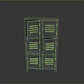 Vintage Metal Locker With Six Doors And Industrial Ventilation Slots Design