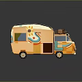 Vintage Food Truck With Colorful Sun And Flower Patterns For Mobile Food Service