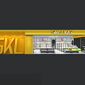 SKLONG Specialty Store With Yellow Facade And Shoes Clothing Display Shelves Sofa Plants