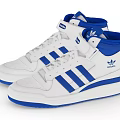 Adidas Classic High Top Shoes With White And Blue Three Stripes Design