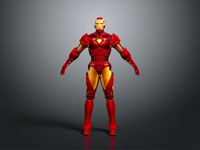 Iron Man Game Movie Character With Red And Gold Armor Standing Pose 3d model