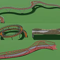 Modern Road Infrastructure Design Featuring Curved Paths Wooden Decks and Metal Railings