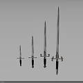 Decorative Swords Collection with Various Lengths Ornate Hilts and Intricate Blade Designs