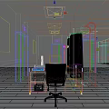 Monitoring Room Interior With Computer Desk Chair And Wall Charts