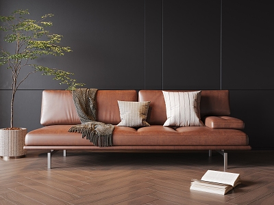 Leather sofa Modern double sofa model